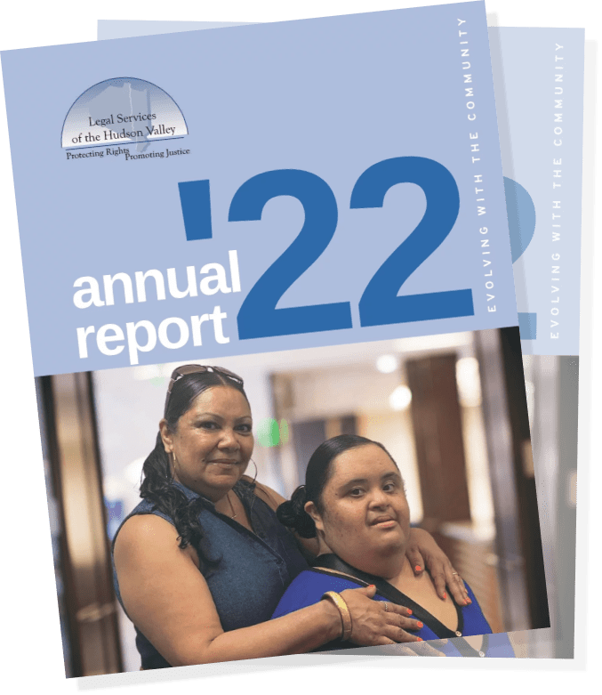 A picture of two women in front of the words annual report ' 2 2 '.